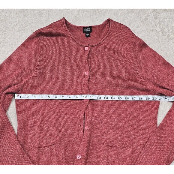 NWOT Eileen Fisher XL Coral Knit Cardigan Sweater Silk/Linen Luxury Lagenlook - Picture 3 of 7